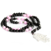 Hamsa Pink and Black - Gemstone Necklace