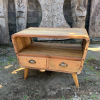 Small Tv Stand with 2 Draws Round - Recycled Wood