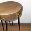 Albasia Wood Plant Stand - Natural and gold detail