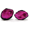 Coloured Calsite Geodes - Black Rock - Dark Red Pink