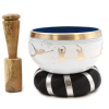 Yoga Moves Singing Bowl Set- White Blue 10.7cm