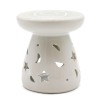 Lrg Classic White Oil Burner - Moon and Star
