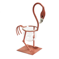 Hydroponic Home decor - Pink Metal Flamingo Des 1