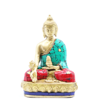 Brass Buddha Figure - Hands Down - 11. 5 cm