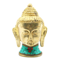 Brass Buddha Figure - Lrg Head - 11. 5 cm
