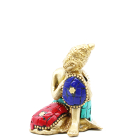 Brass Buddha Figure - Thinking - 6. 5 cm