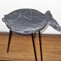 Albasia Wood Fish Stand - Grey wash