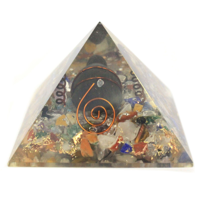 Med Orgonite Pyramid 60mm Gem chips, Copper, Turtle