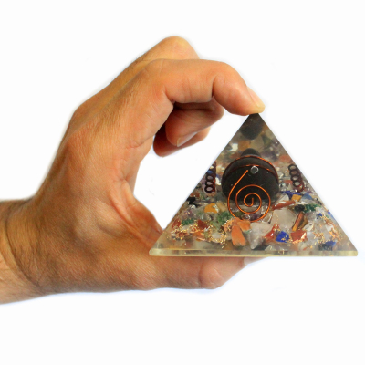 Med Orgonite Pyramid 60mm Gem chips, Copper, Turtle