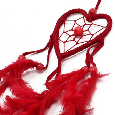 Bali Dreamcatchers - Small Heart - Black, White, Red