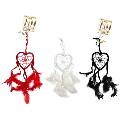 Bali Dreamcatchers - Small Heart - Black, White, Red