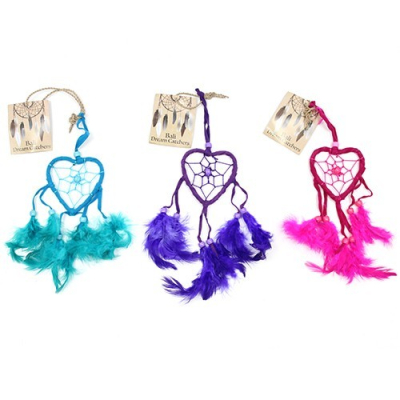 Bali Dreamcatchers - Small Heart - Turq, Pink, Purp