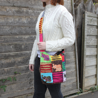 Ethnic Sling Bag - Chocolate Elephant