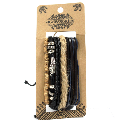 Men s Bracelet Sets - Metal and Leather (asst)
