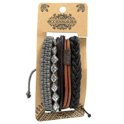 Men s Bracelet Sets - Metal and Leather (asst)