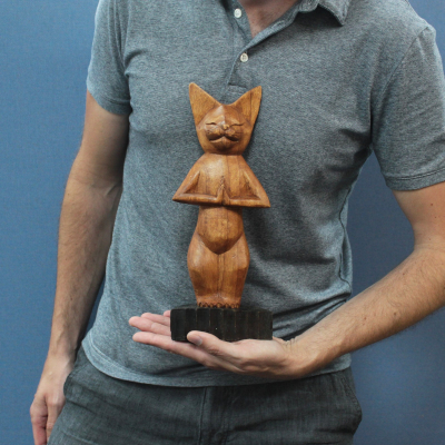 Hand carved Yoga Cats - Standing