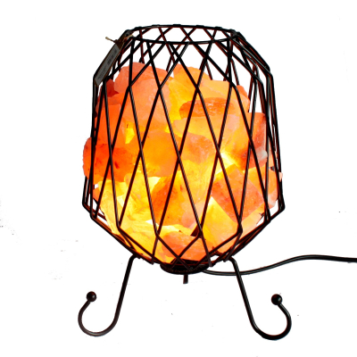 Mesh Salt Rock Brazier, Pink Salt Chunks, Cable and Bulb