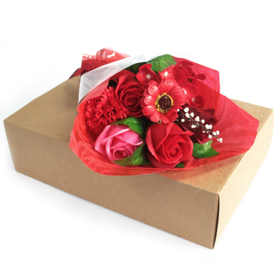 Boxed Hand Soap Flower Bouquet- Red