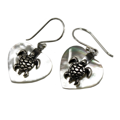 Shell and Silver Earrings - Sea Turtle - Mop