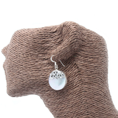 Shell and Silver Earrings - Classic Disc - Mop