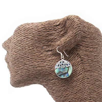 Shell and Silver Earrings - Classic Disc - Abalone