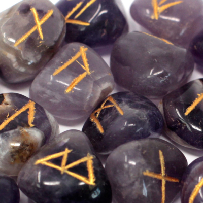 Runes Stone Set in Pouch - Amethyst