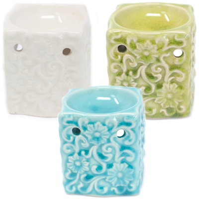 Classic Small Square Floral Oil Burners (Asstd.)