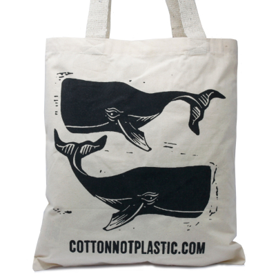 Large Natural Cotton Bag 38x42cm 6oz - Whales