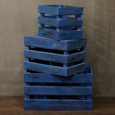 Fruit Box set of 3 - Blue wash