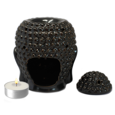 Buddha Head Oil Burner - Dark Brown