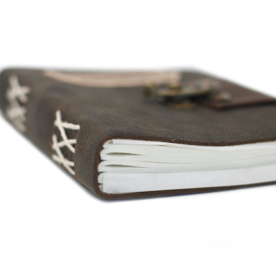 Leather Black Confessions with Lock Notebook (7x5 )