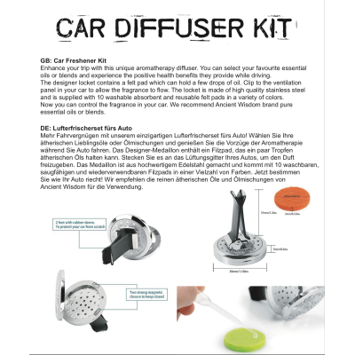 Car Diffuser Kit - Pewter Yoga Chakra - 30mm