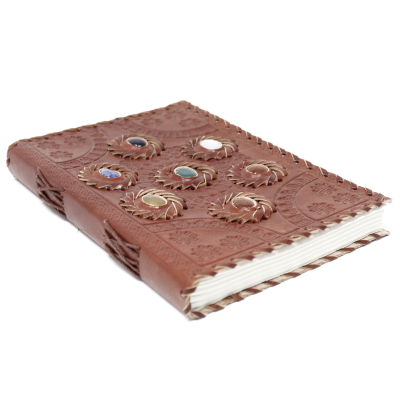 Leather Chakra Stone Notebook (6x9 )