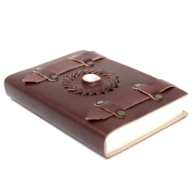 Leather Moonstone with Belts Notebook (6x4 )