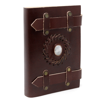 Leather Moonstone with Belts Notebook (6x4 )