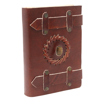 Leather Tiger-eye with Belts Notebook (6x4 )