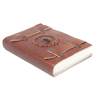 Leather Black Onyx with Belts Notebook (6x4 )