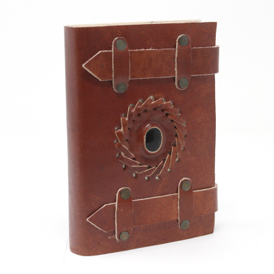 Leather Black Onyx with Belts Notebook (6x4 )