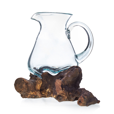 Melted Glass on Wood- Water Jug