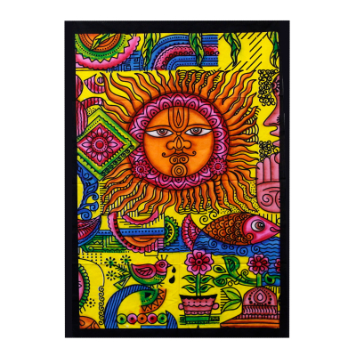 Hand brushed Cotton Wall Art - Sun