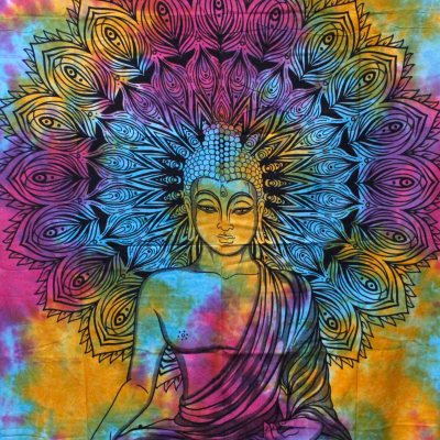 Double Cotton Bedspread Wall Hanging - Peaceful Buddha