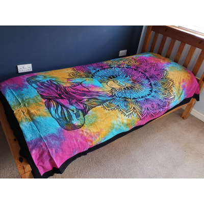 Single Cotton Bedspread Wall Hanging - Peaceful Buddha