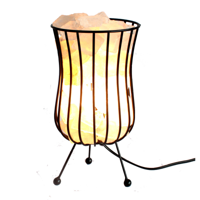Tall Salt Rock Brazier, White Salt Chunks, Cable and Bulb