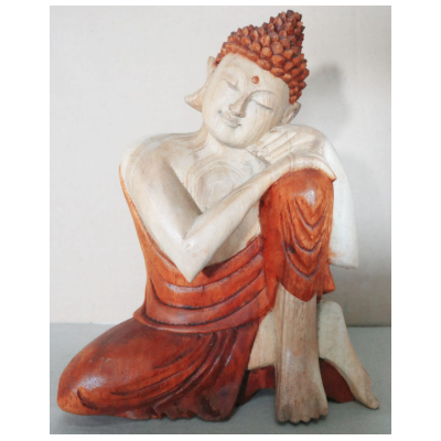 Hand Carved Buddha Statue - 25cm Thinking