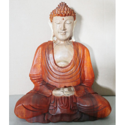 Hand Carved Buddha Statue - 30cm Hand Down