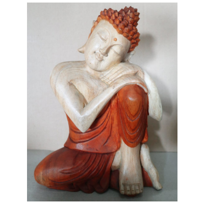 Hand Carved Buddha Statue - 30cm Thinking