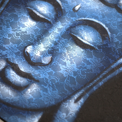 Buddha Painting - Blue Brocade Detail
