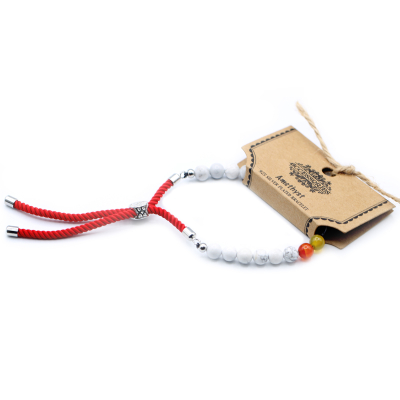 Silver Plated 925 Gemstone Royal Red String Bracelet - White Howlite Chakra