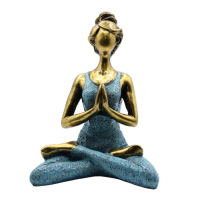 Yoga Lady Figure - Bronze and Turquoise 24cm