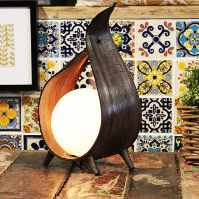 Natural Coconut Lamp - Chocolate Wrap over Twist